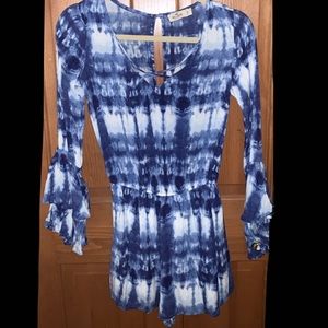 hollister blue tie dye romper